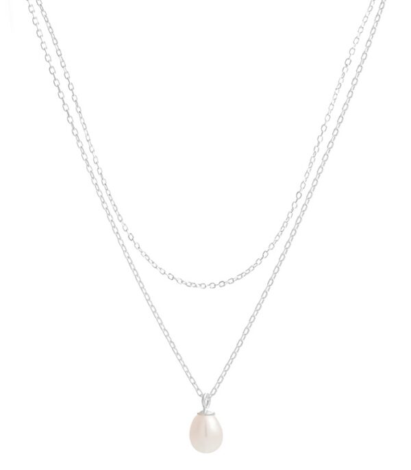 Gargantilla de plata de ley 925 con colgante de perla para mujer