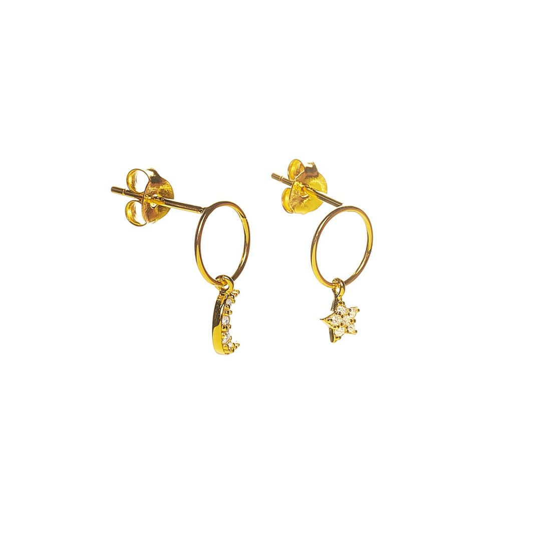PENDIENTES ESTRELLA Y LUNA GOLD