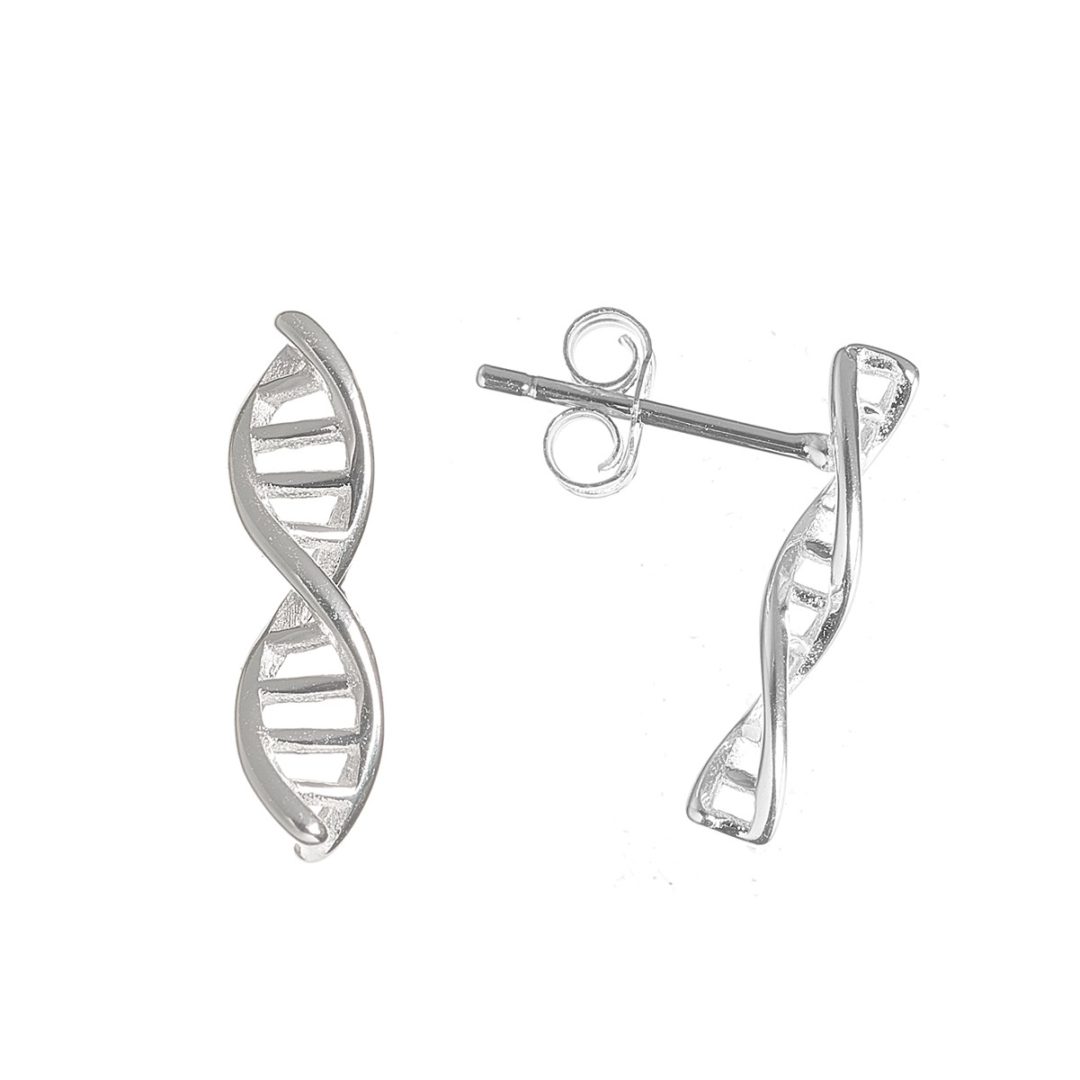 Pendientes ADN de plata de ley 925