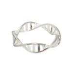anillo inspirado en la molécula de la vida ADN de plata de ley