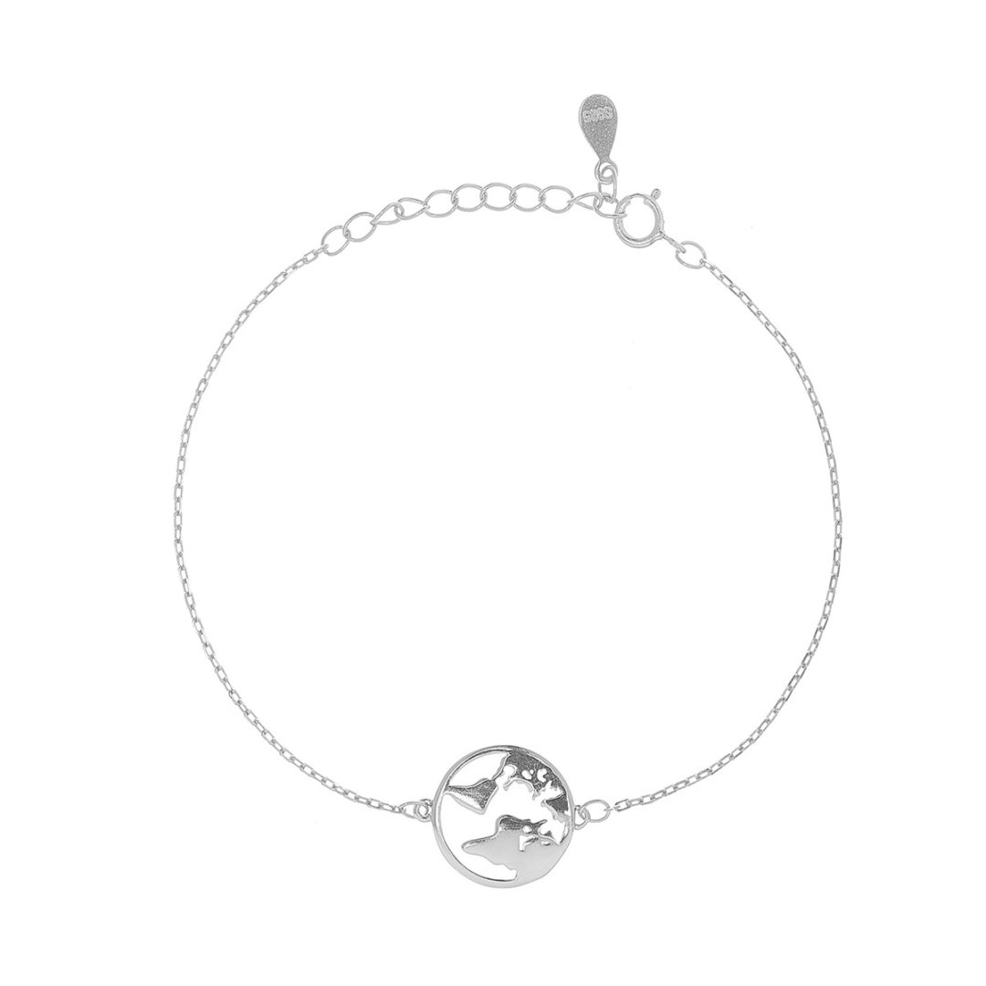 Pulsera mapa del mundo de plata de ley 925 de la colección Baré