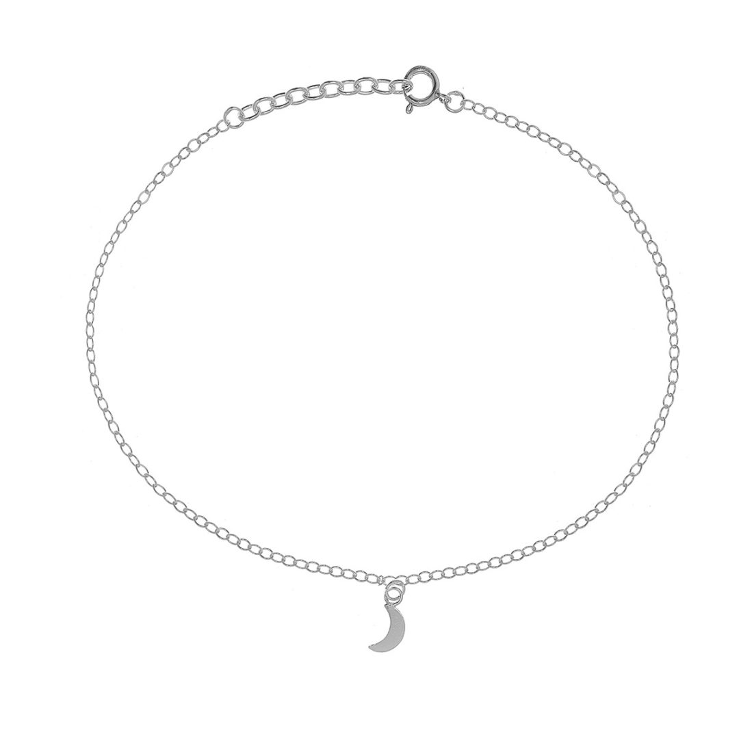 Pulsera tobillera de plata de ley 925 con colgante en forma de luna